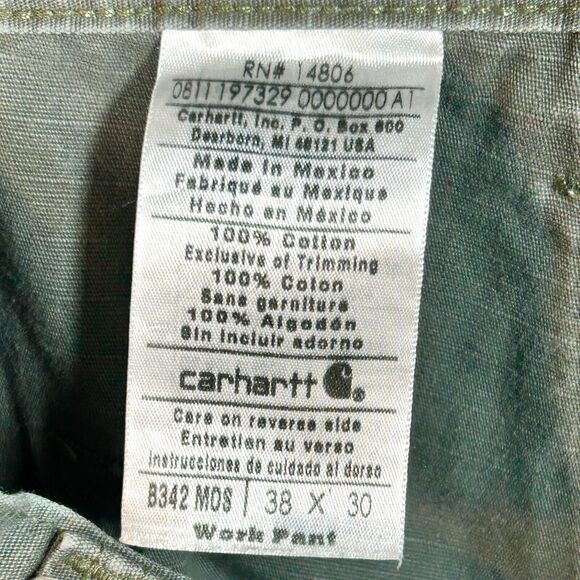 Vintage Carhartt Ripstop Relaxed Fit Green Tactical Cargo Pants 38 - Picture 5 of 10